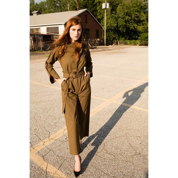 NWT Sea New York | Scout Long Sleeve Jumpsuit Olive Green Sz 0 Straight Leg - Picture 2 of 6